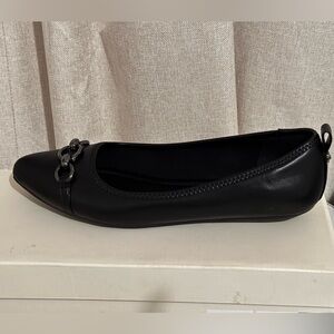 Anne Klein Black Ballet Flat with Chain Accent NWT 9